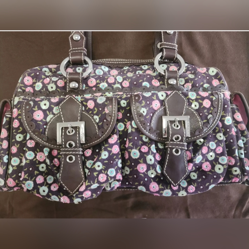 Isabella Fiore Floral With Sequined Accent Shoulder Bag - Picture 6 of 8